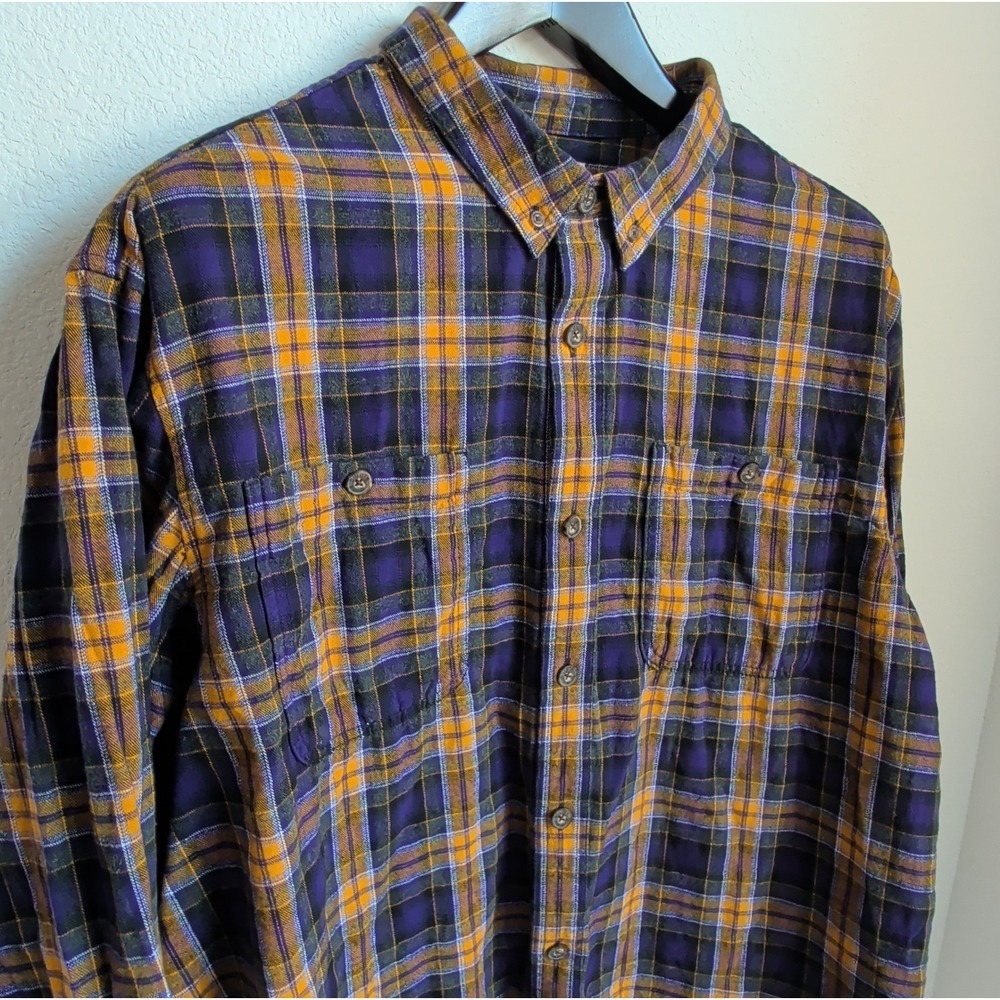 Duluth Trading Co Free Swingin Flannel Shirt 3XL Vibrant Violet Plaid 52007
